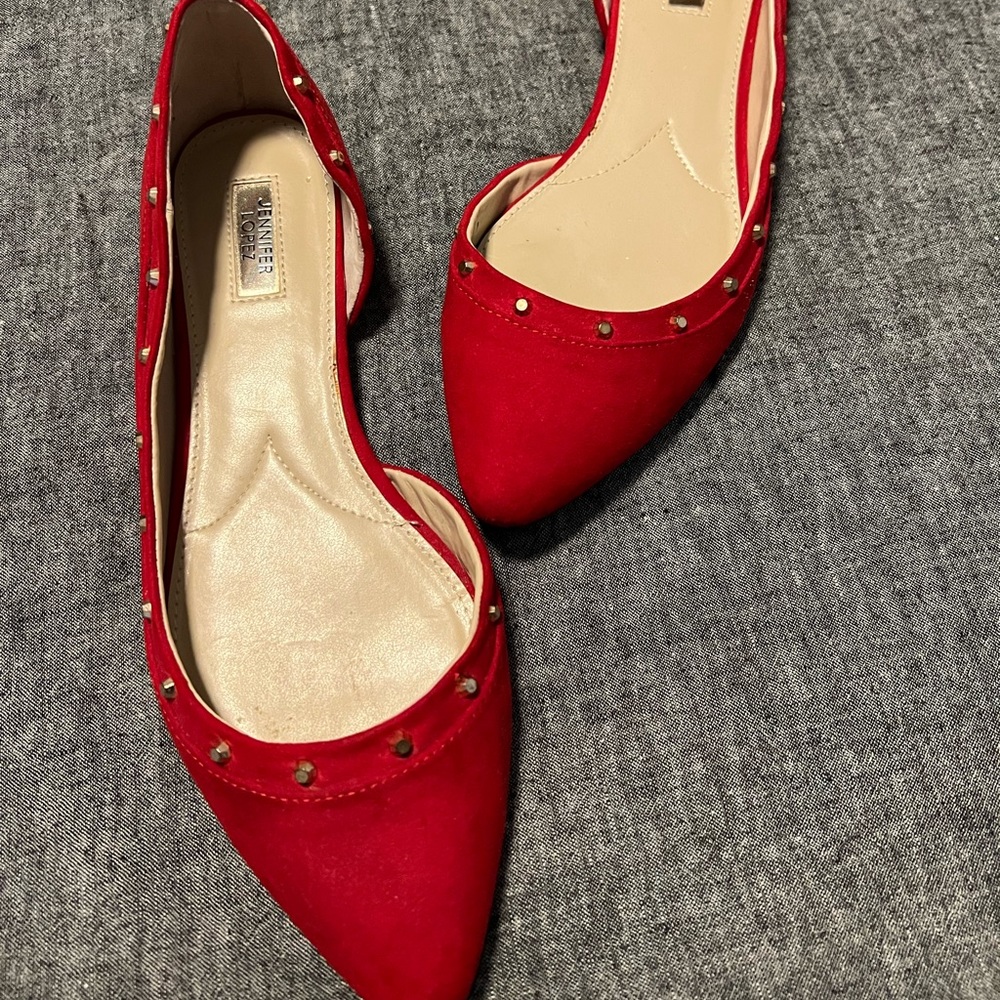 J Lo Red flats